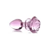 XR Brands Pink Rose Glass Intimate Plug Large - Artistic Borosilicate