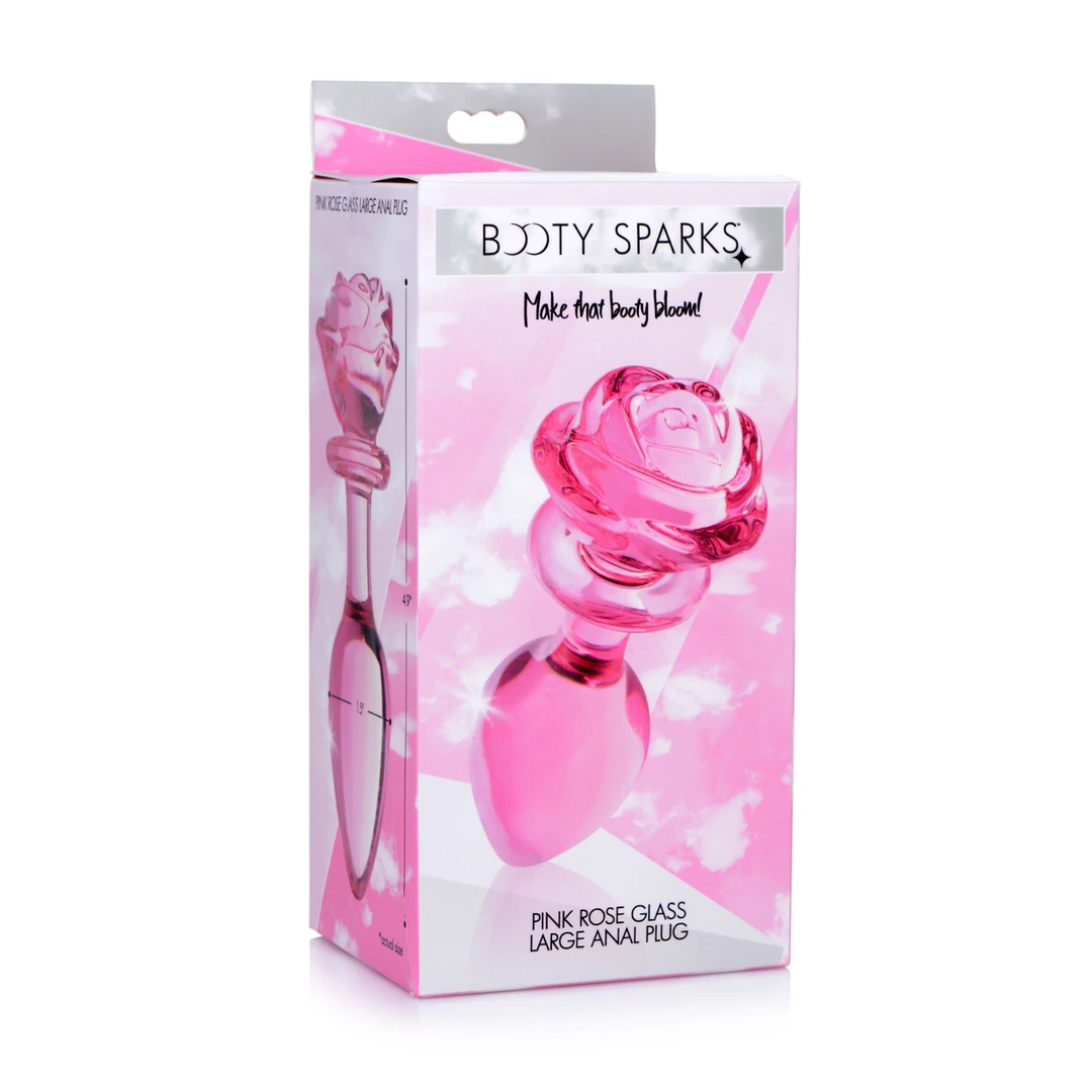 XR Brands Rose Glass Plug duÅ¼y - dekoracyjny szklany korek borokrzemowy