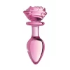 XR Brands Pink Rose Glass Intimate Plug Large