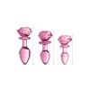 Blush Novelties Pink Rose Glass Plug Medium - Borosilicate