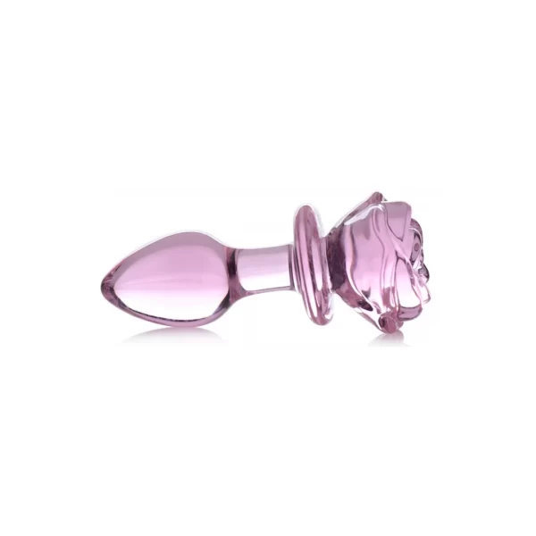 Blush Novelties Pink Rose Glass Plug Medium - Borosilicate