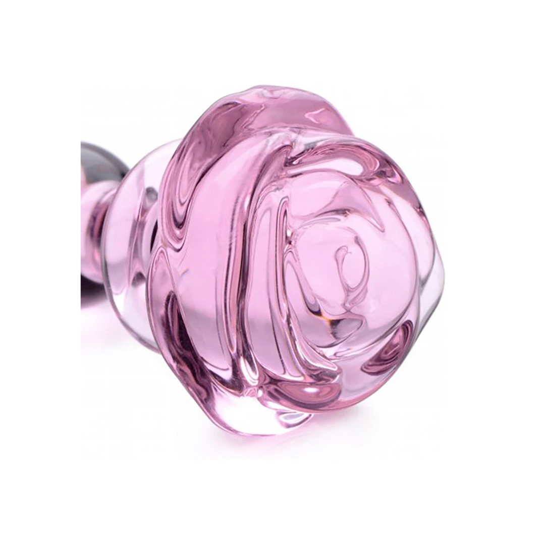 Blush Novelties Pink Rose Glass Plug Small - Borosilicate