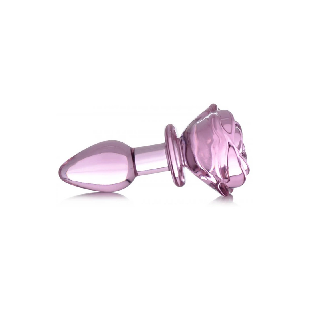 Blush Novelties Pink Rose Glass Plug Small - Borosilicate