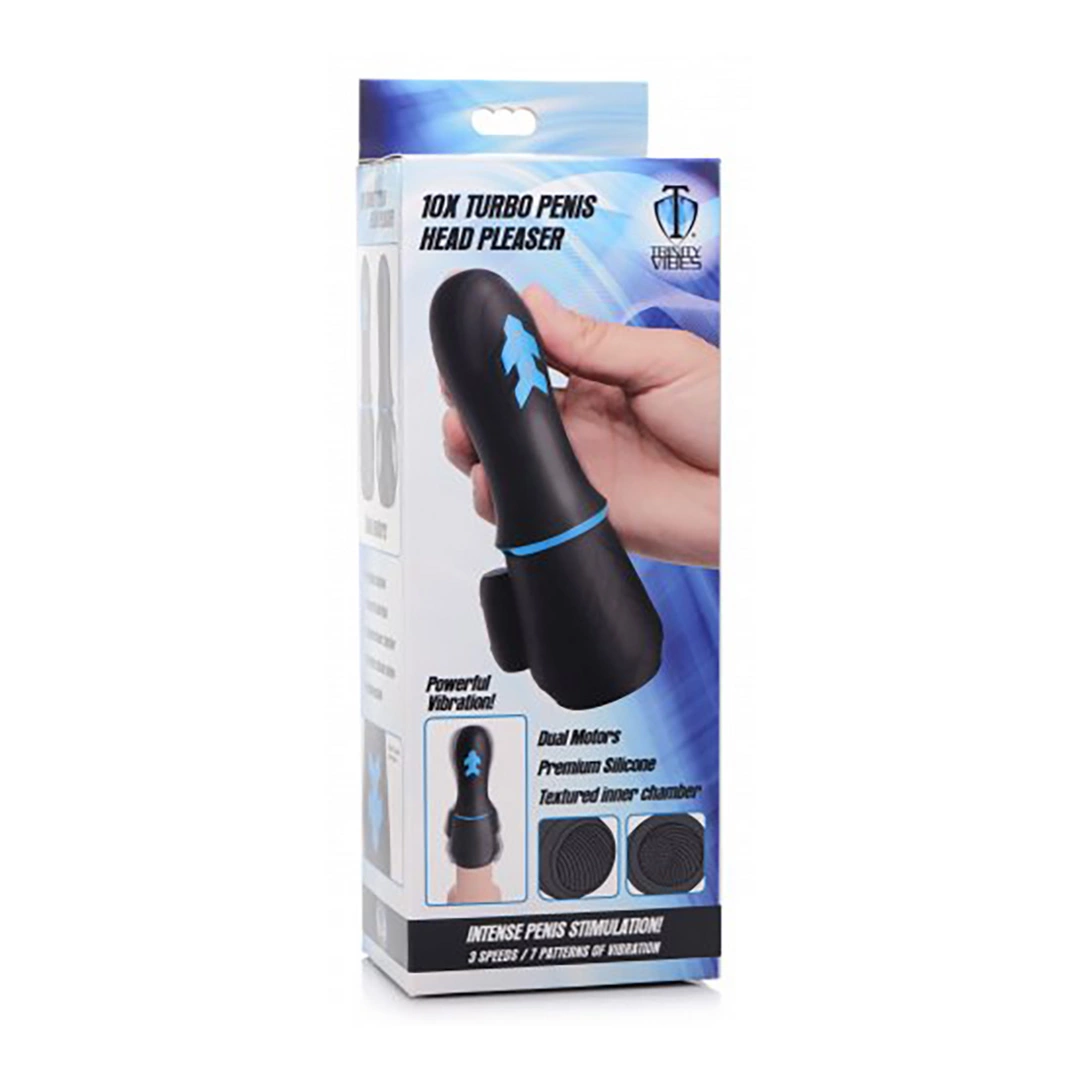 XR Brands Turbo Silicone Intimate Head Stimulator Rechargeable Black combines rechargeable power and an ergonomic design in a practical