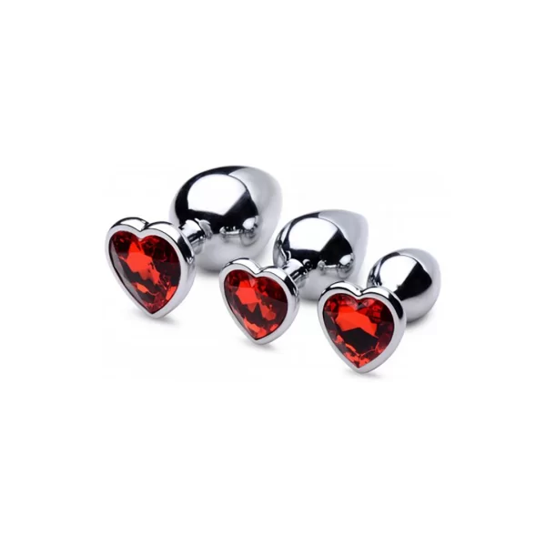 Red Heart Metal Plug Set by XR Brands - 3 Sizes