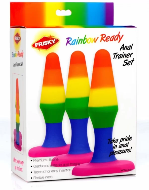 XR Brands Rainbow silikonowy zestaw trzech korkow do treningu
