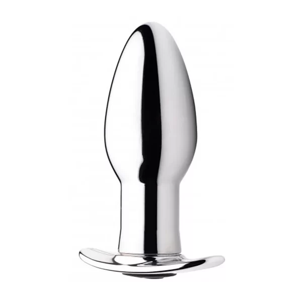 XR Brands Chrome Blast Small Metal Plug Rechargeable Vibrating Remote
