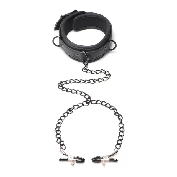 XR Brands Collared Temptress - obroÅ¼a neoprenowa z Å‚aÅ„cuszkami i zaciskami