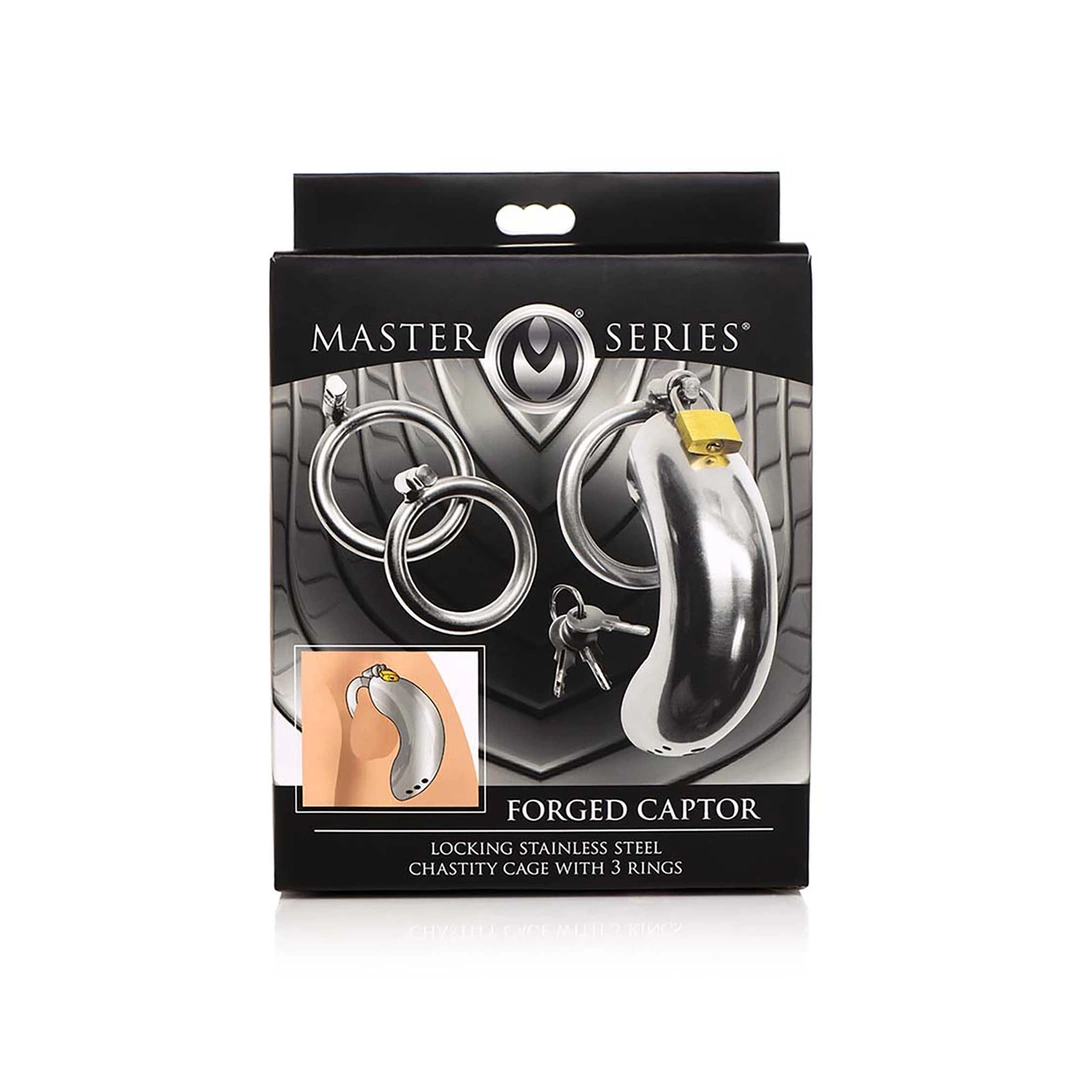 Master Series Forged Captor Steel Chastity Device with 3