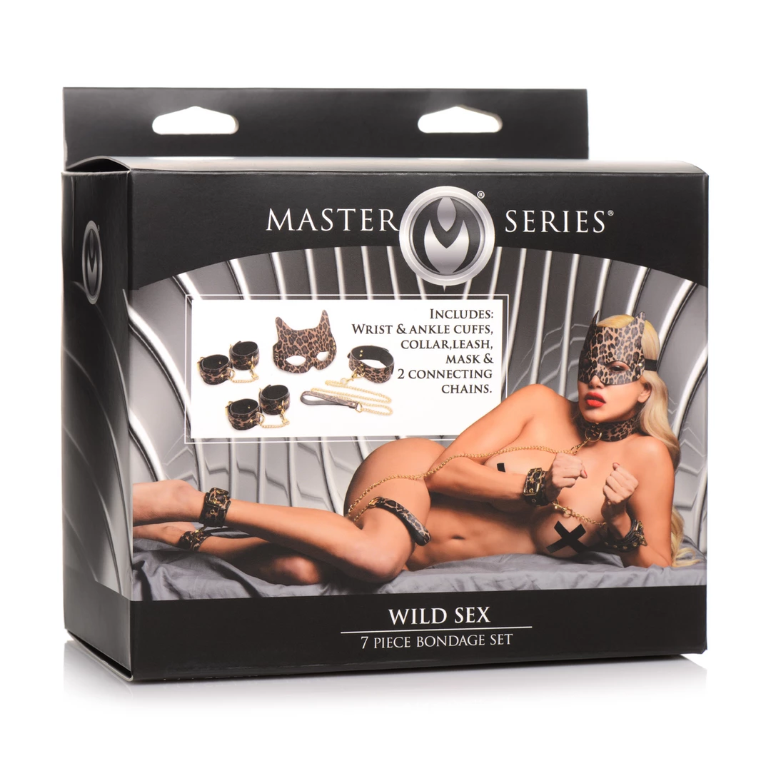 XR Brands Leopard Print 7-Piece Bondage Collection Faux - Anelma XR Brands Leopard Print 7-Piece Bondage Collection Faux
