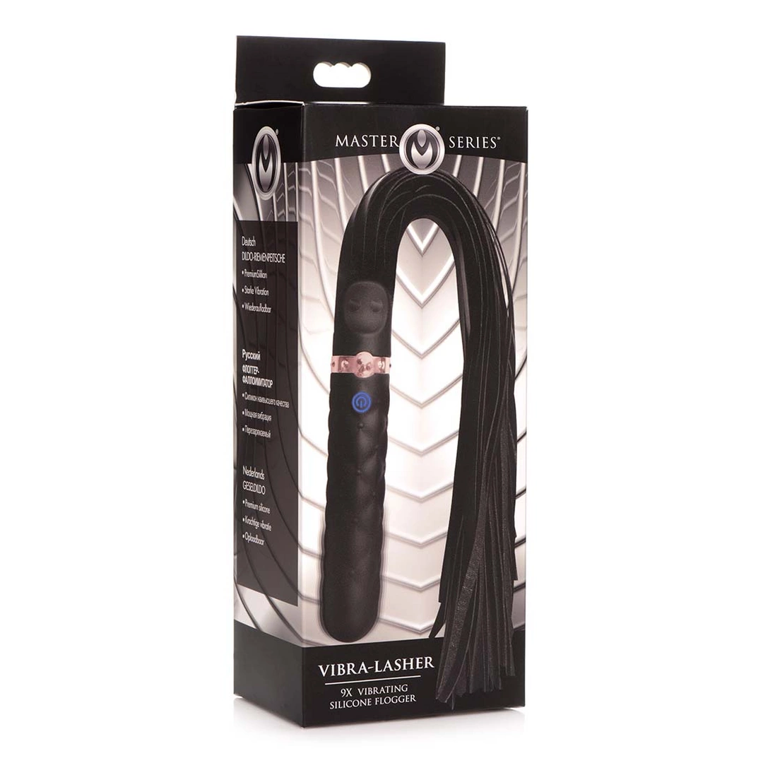 XR Brands Vibra-Lasher Silicone Vibrating Flogger Black 3