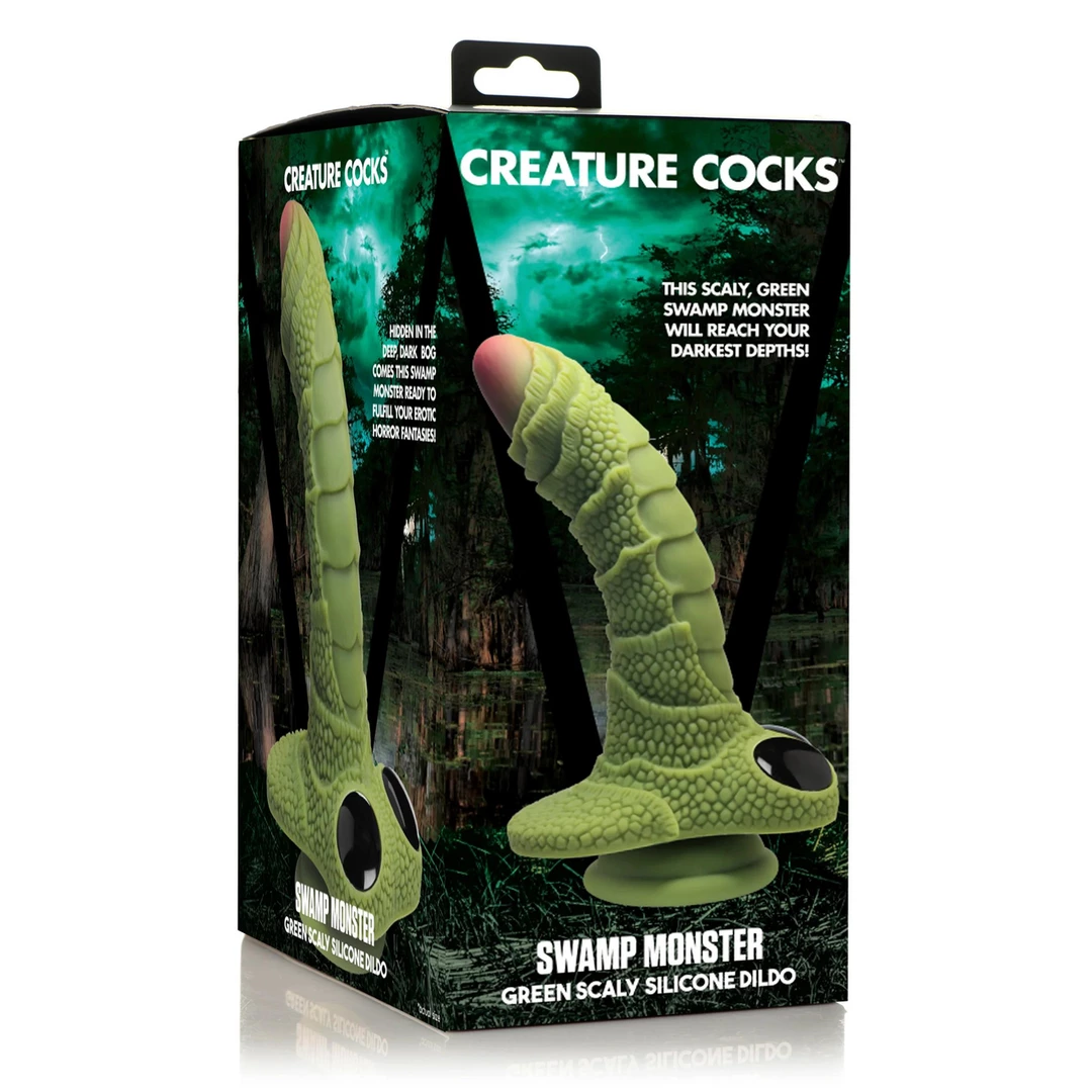 XR Brands Creature Cocks Silikonowy Model Fantazyjny Zielony z Oczami - Anelma eroticshop