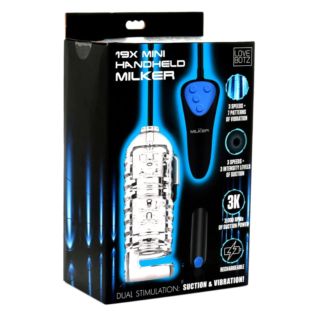 XR Brands Mini Handheld Intimate Machine Black combines remote control and an ergonomic design for comfortable