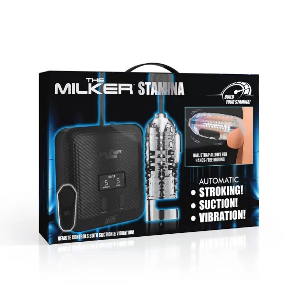 XR Brands Milker Stamina Transparent Automatic Suction & Vibration combines wireless remote control and an ergonomic design in a practical