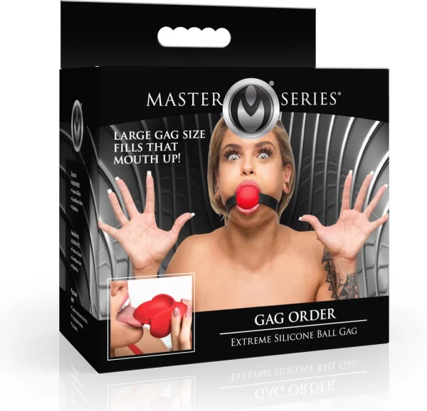 XR Brands Gag Order Silicone Ball Mouthguard Red Adjustable