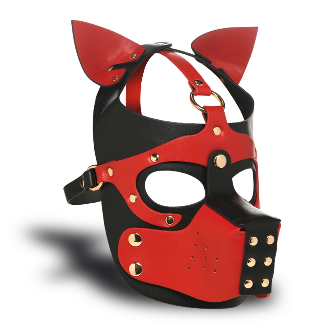 Master Series K9 Headgear Vegan Leather Czarna/Czerwona Maska z Kagańcem Master Series K9 Headgear Vegan Leather Czarna/Czerwona Maska z Kagańcem