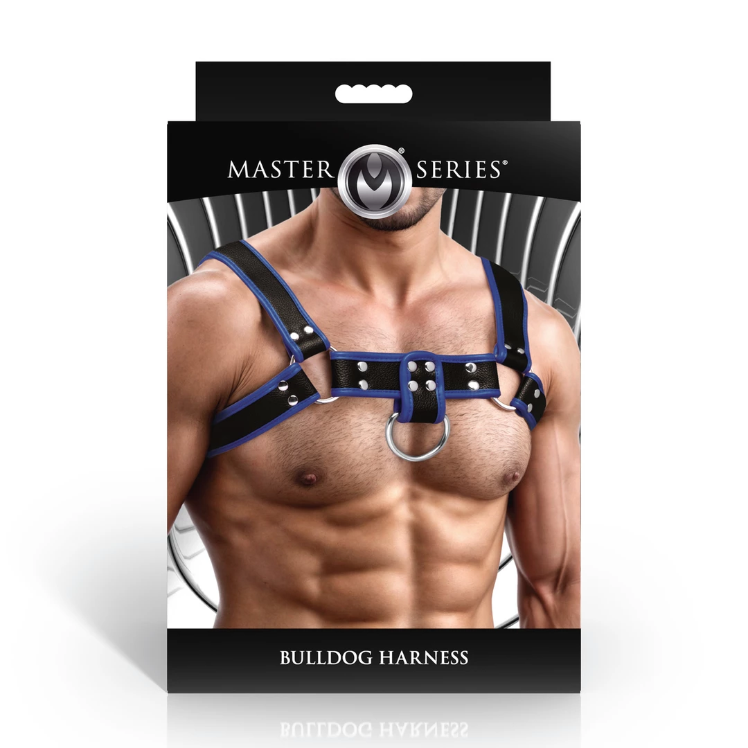 Master Series Bulldog Adjustable Harness Blue Vegan Leather