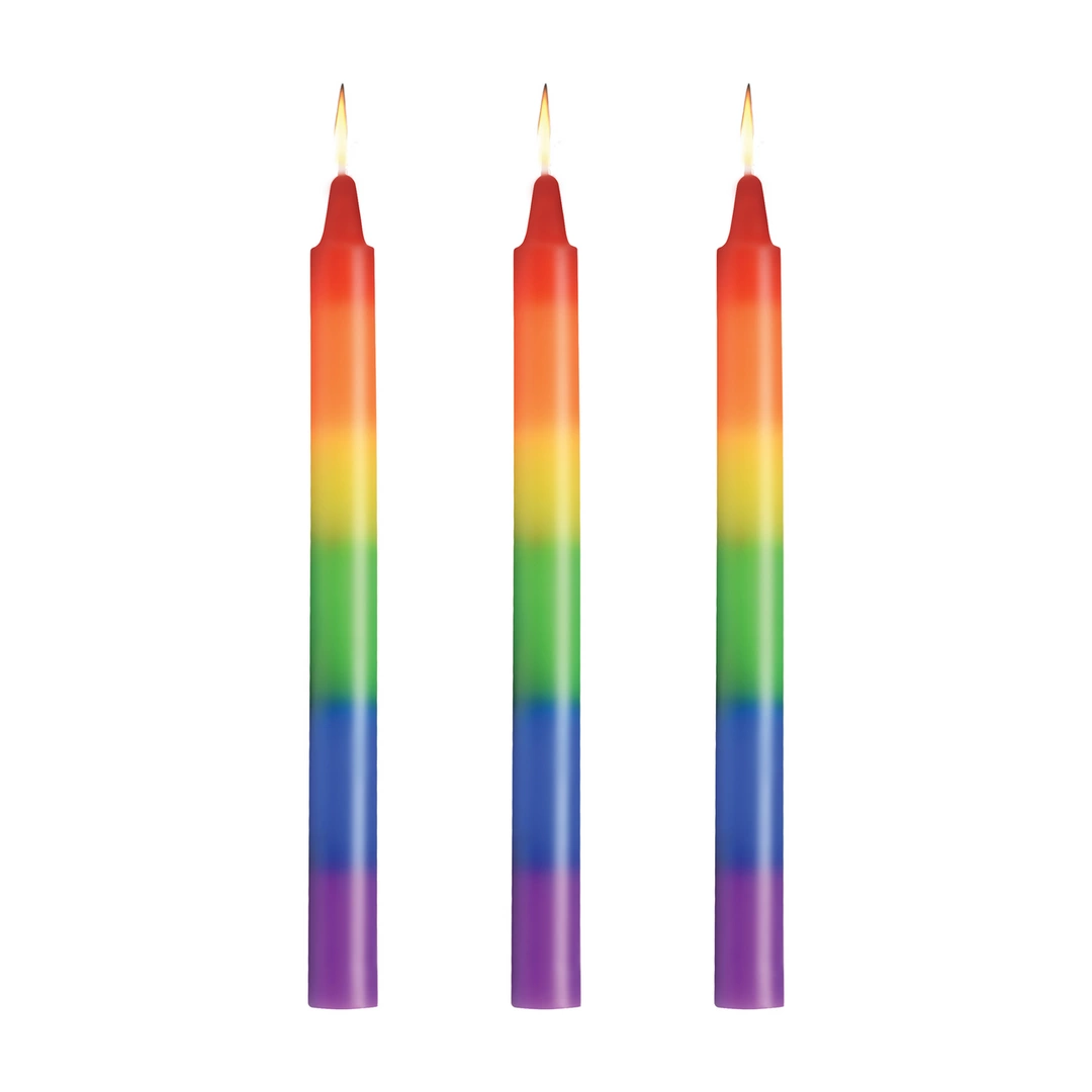 Pride Candles Rainbow Drip Set - 3 Unscented Multicolor Soy Wax Candles