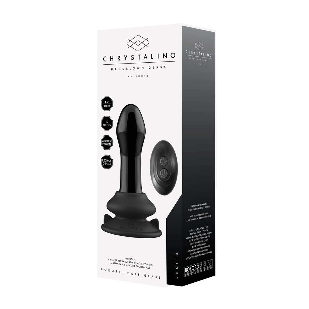 Shots Chrystalino Pluggy Glass Vibrating Model with Suction