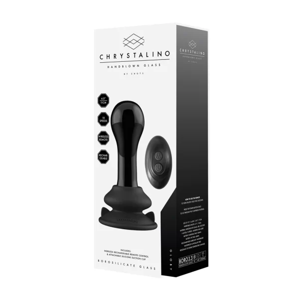Shots Chrystalino Black Glass Intimate Massager with Suction