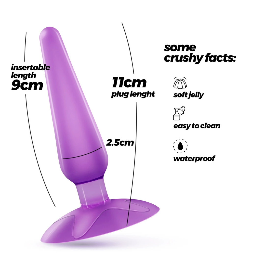 Crushious Jolly Lila Silicone Comfort Plug with Suction Base 9cm. Butt plug. See functions