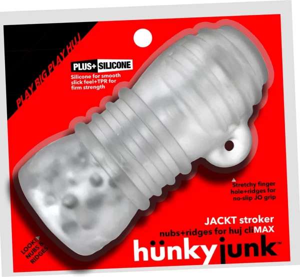Hunkyjunk Jackt Nubby Ribbed Intimate Trainer Clear Ice Large combines waterproof construction and an ergonomic design in a practical