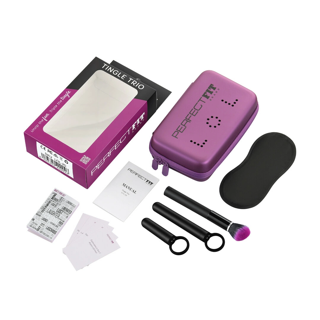 LOL Tingle Trio Zestaw Wibrujący 3-częściowy z Opaską - vibraattori - Anelma LOL Tingle Trio Intimate Vibe Set Purple/Black with Travel