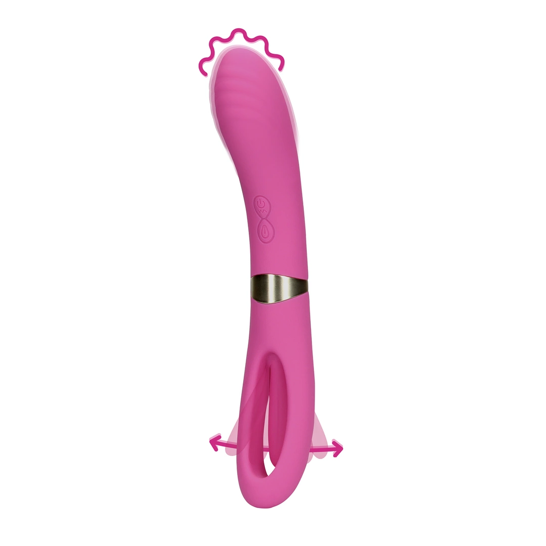Loveline Dual-Action Flapping Vibrator Exuberant Pink Multi-Speed Silicone - Anelma Loveline Exuberant Pink - vibraattori