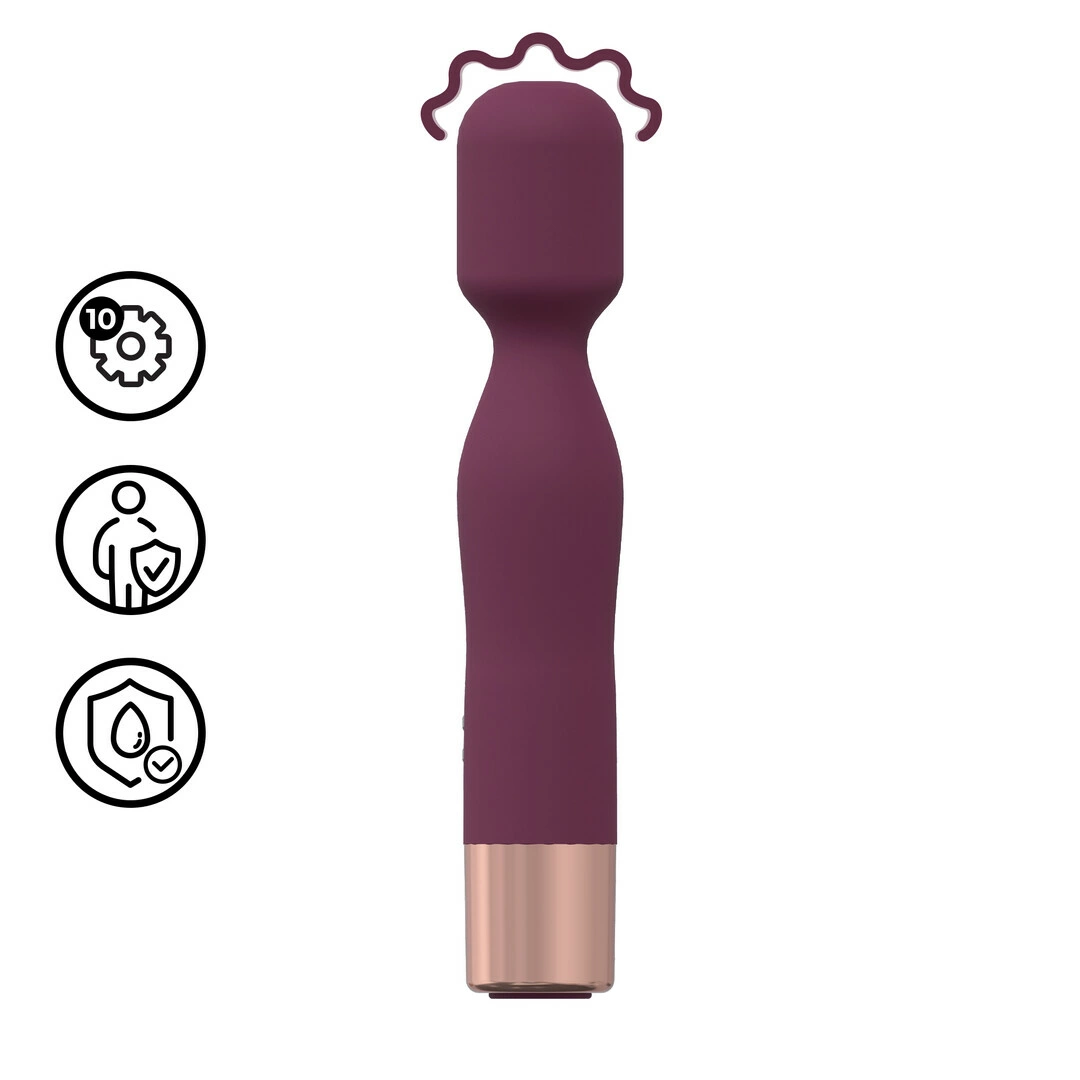 Mini Classic Wand Vibrator Burgundy - Compact Rechargeable Massager - Anelma Mini Classic Wand Vibrator Burgundy - vibraattori
