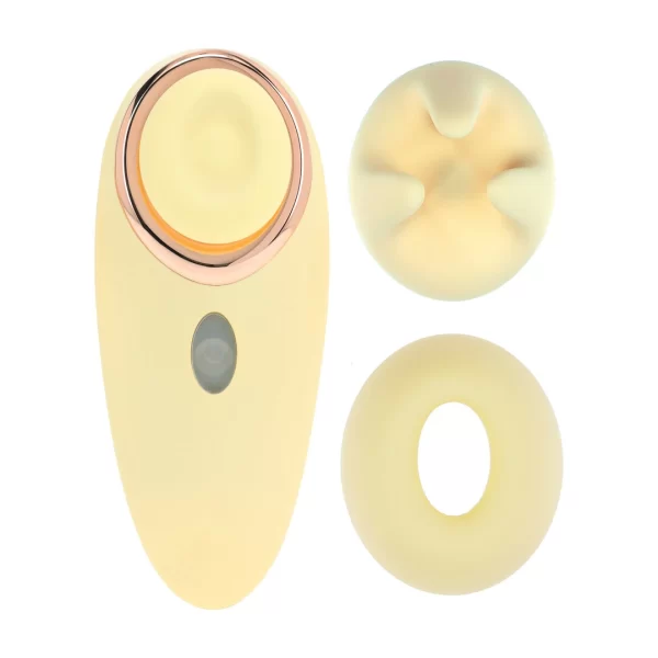 Aurie AirTap Vibrator Two Attachments Yellow Rechargeable F1 - Anelma Aurie AirTap Vibrator Two Attachments Yellow Rechargeable F1
