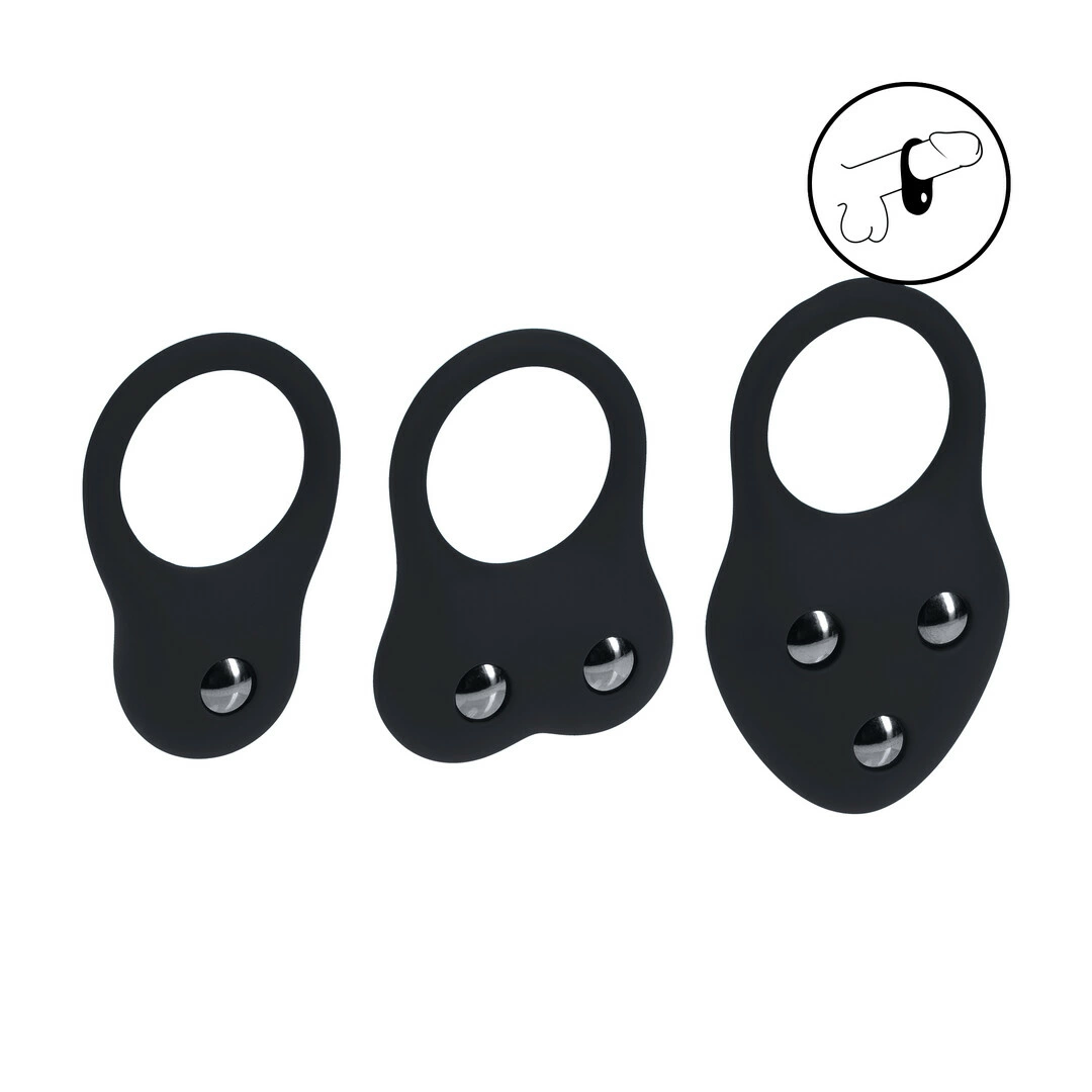 LEVELZ Silicone Weighted Ring Set Black-Advanced Training System S/M/L - Anelma sextoys