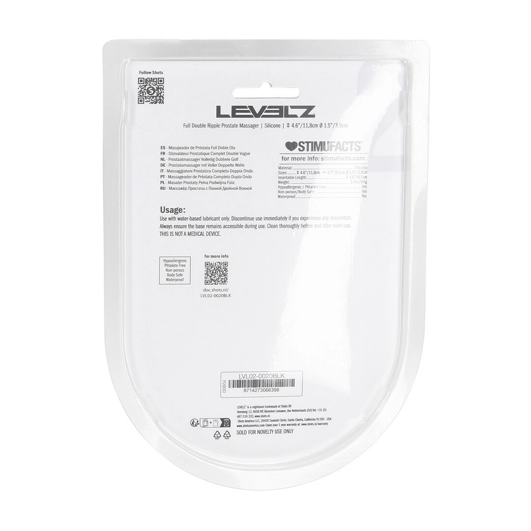 LEVELZ Full Double Ripple Silicone Prostate Model Black