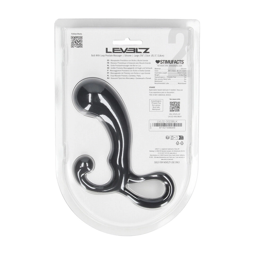 LEVELZ Silicone Prostate Massager Black - Anelma LEVELZ Silicone Prostate Massager Black
