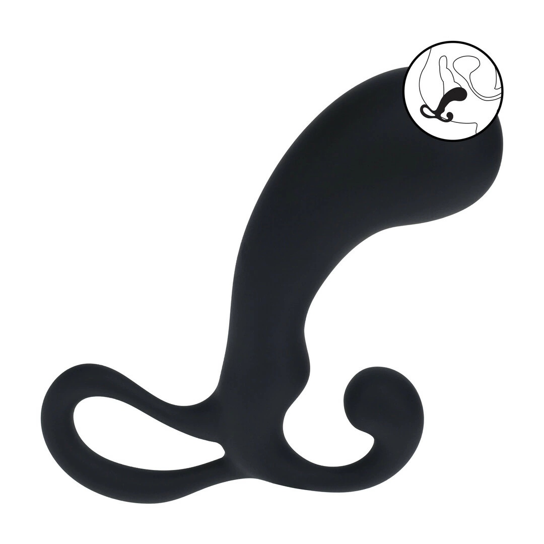 LEVELZ Silicone Prostate Massager Black - Ergonomic Loop Handle Design L - Anelma LEVELZ Silicone Prostate Massager Black - Ergonomic Loop Handle Design L