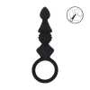 LEVELZ Ribbed Silicone Anal Probe with Loop Black - Compact Flexible Design - Anelma sextoys