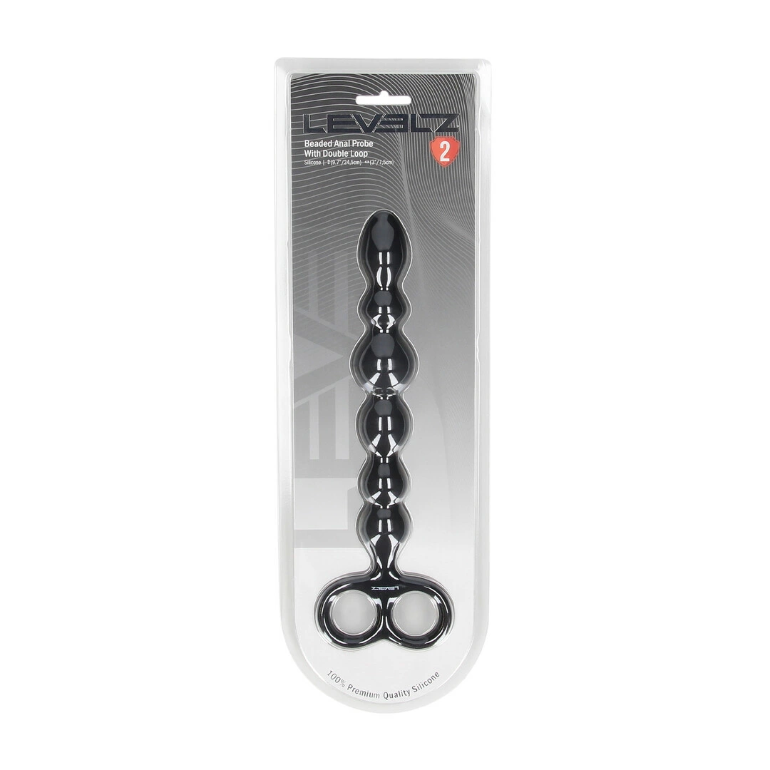 LEVELZ Sonda Anatomiczna Silikonowa Beaded Double Loop Czarna - Anelma eroticshop