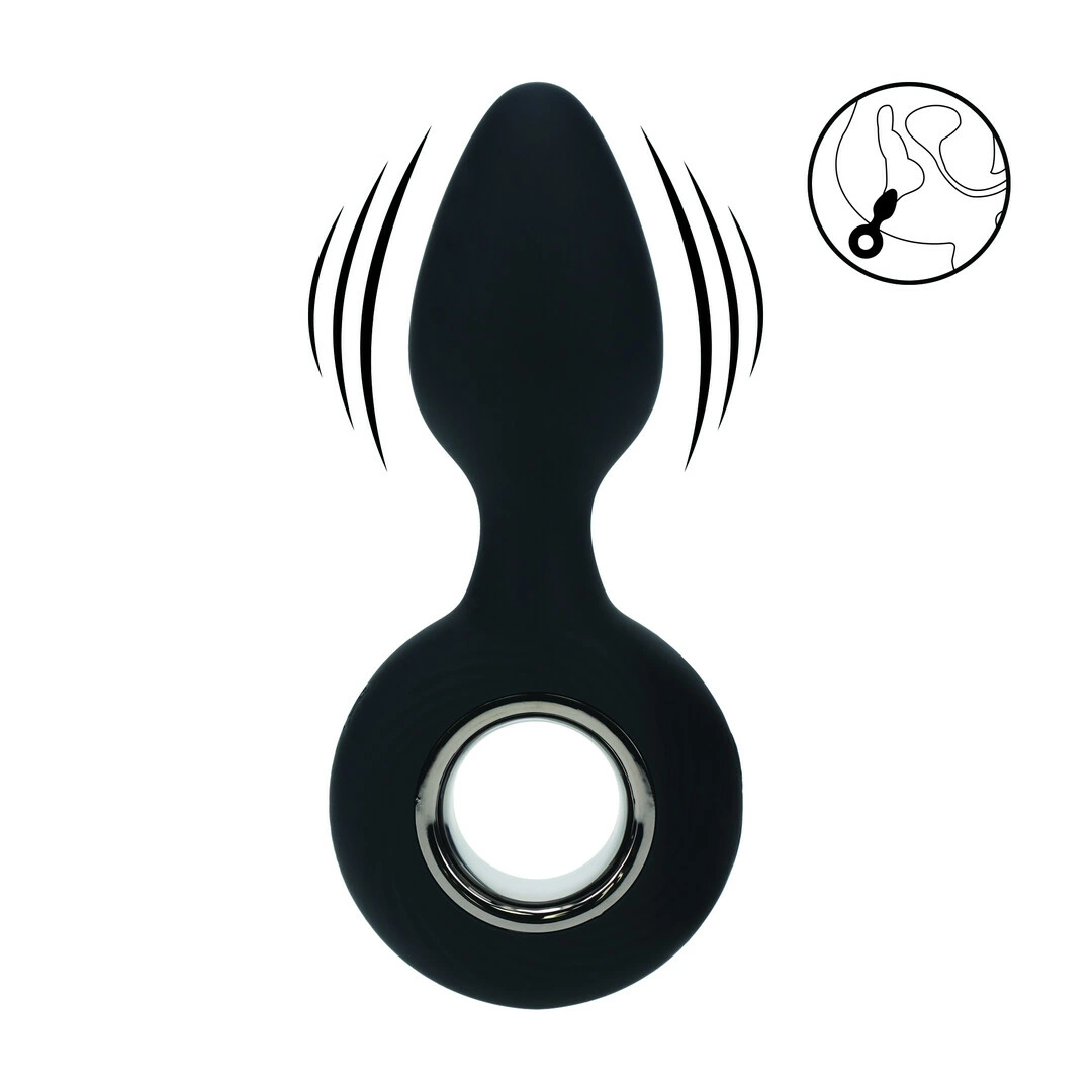LEVELZ Rechargeable Silicone Anal Plug Black with Loop Base - Anelma LEVELZ Rechargeable Silicone Anal Plug Black with Loop Base