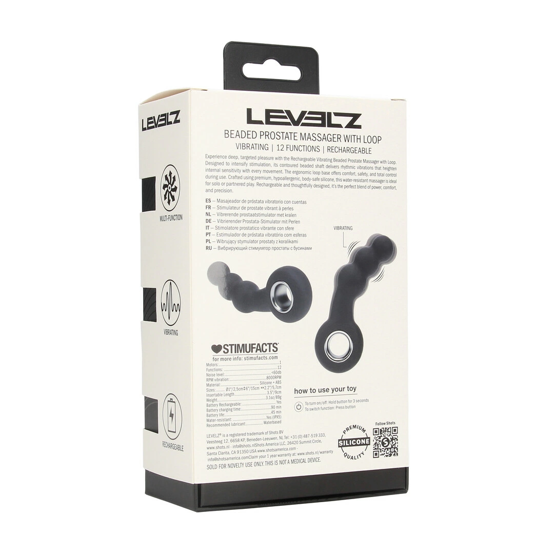 LEVELZ Beaded Silicone Intimate Massager with Loop