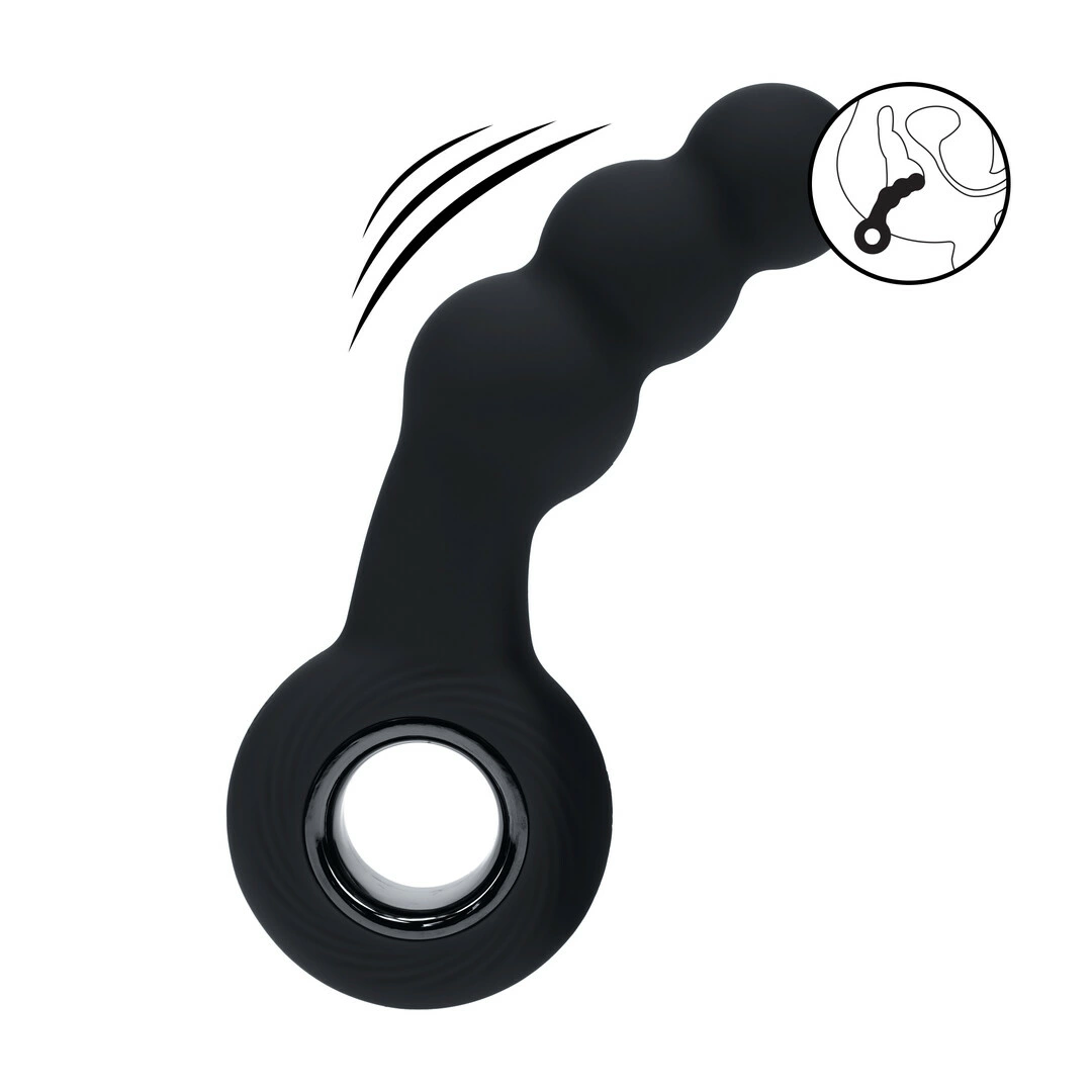 LEVELZ Beaded Silicone Intimate Massager with Loop - Black Rechargeable