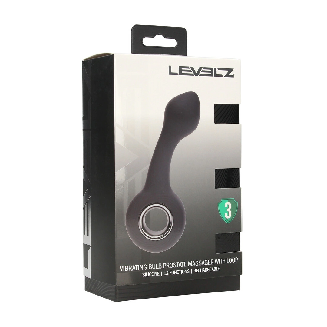 LEVELZ Vibrating Bulb Prostate Model z Uchwyt Loop Czarny Silikonowy - Anelma LEVELZ Vibrating Bulb Prostate Model z Uchwyt Loop Czarny Silikonowy