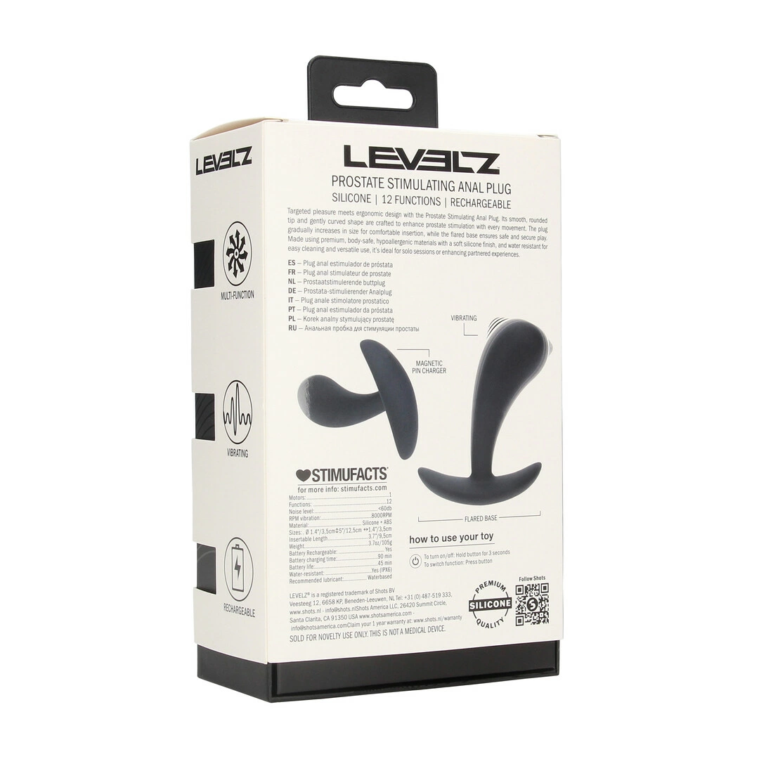 LEVELZ Vibrating Silicone Prostate Massager Medium Black