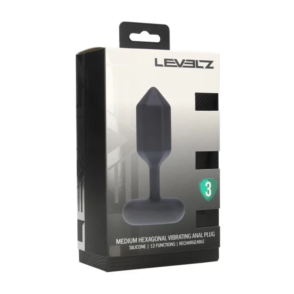 LEVELZ Hexagonal Medium - WibrujÄ…ca silikonowa zatyczka analna czarna