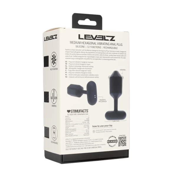 LEVELZ Plug Vibrating Silicone Hexagonal Black