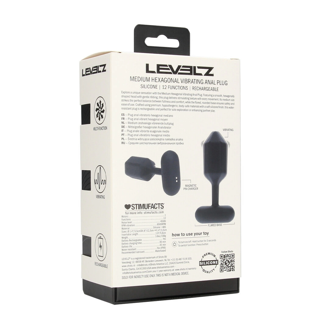 LEVELZ Plug Vibrating Silicone Hexagonal Black