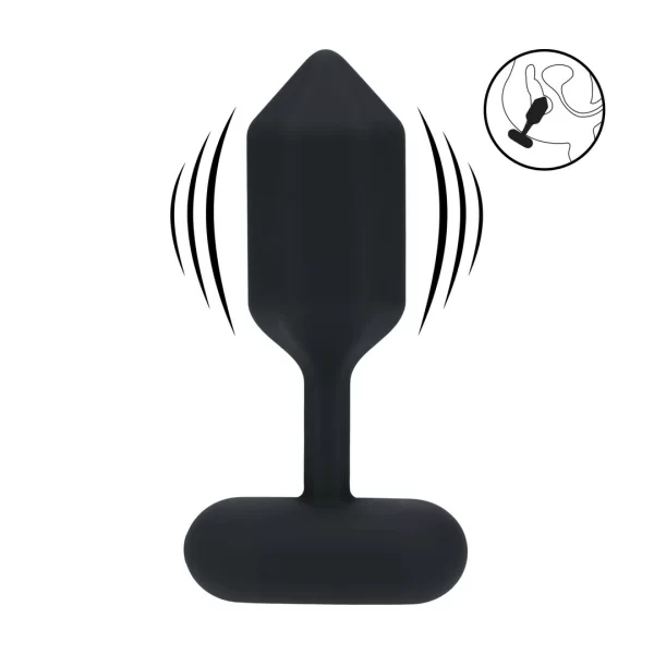 LEVELZ Large Vibrating Hexagonal Silicone Plug Black - Rechargeable Design