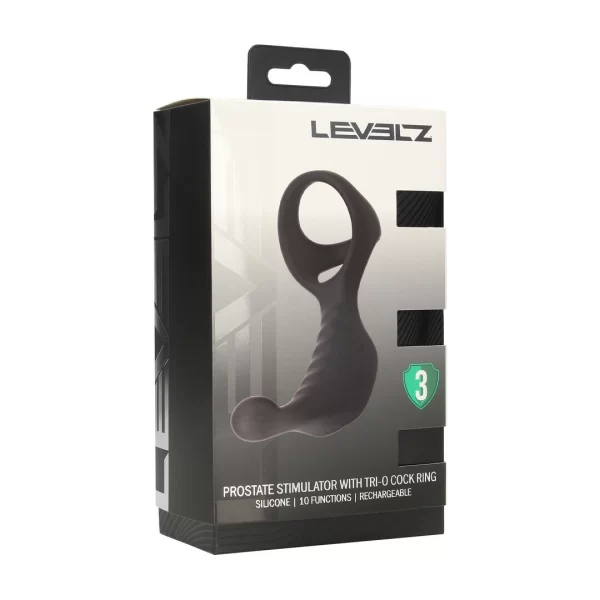 LEVELZ Black silikonowy stymulator z pierÅ›cieniem Tri-O