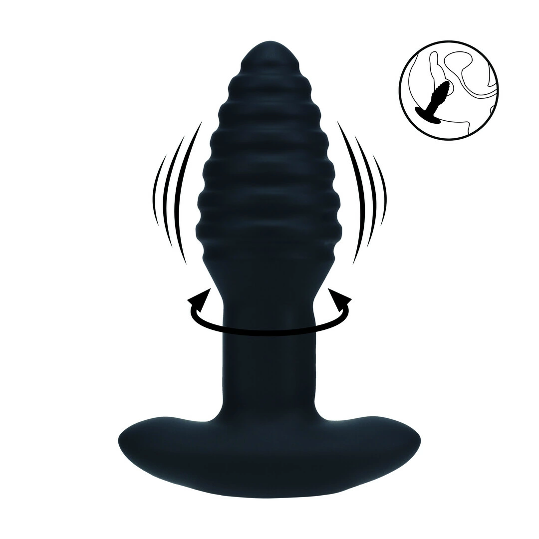 LEVELZ 2 Black - Vibrating Rotating Silicone Plug - Anelma LEVELZ 2 Black - Vibrating Rotating Silicone Plug