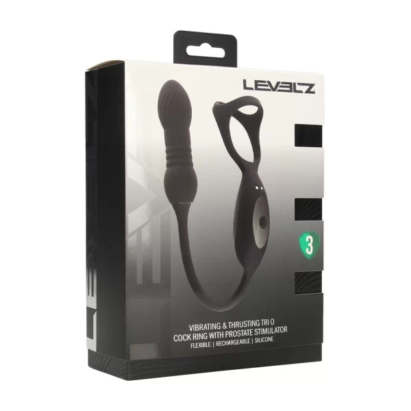LEVELZ Tri-O Czarny PierÅ›cieÅ„ z Systemem Wibracji i Ruchu Plus MasaÅ¼er Prostaty