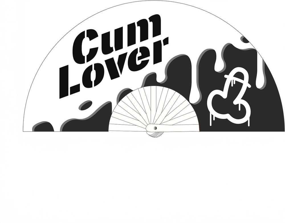 Cum Lover Fan 64 cm - dekoracyjny wachlarz biaÅ‚o-czarny