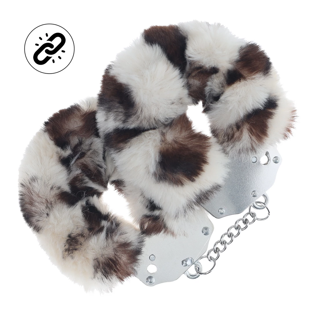 Shots Fluffy Handcuffs Snow Leopard - wytrzymaÅ‚e kajdanki z futerkiem
